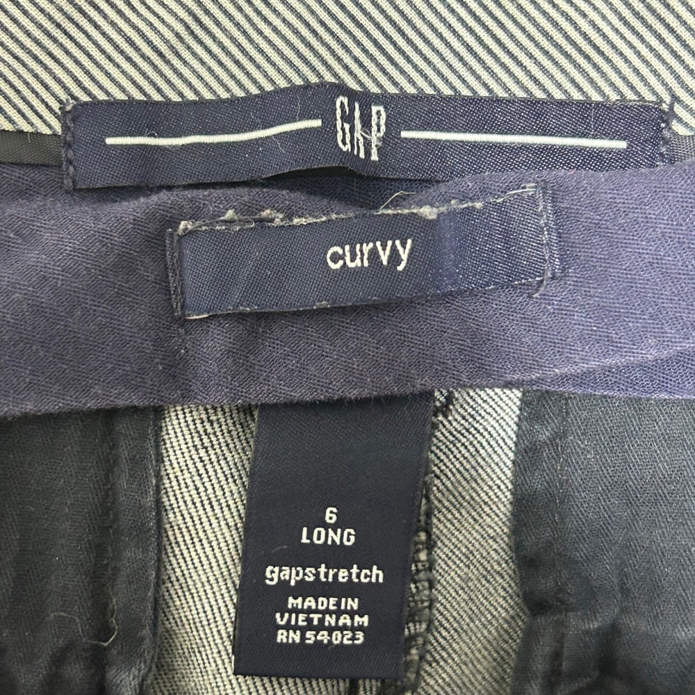 Gap Curvy Denim Trousers Women 6 Long Dark Wash Stretch Bootcut Office Casual - Picture 6 of 10